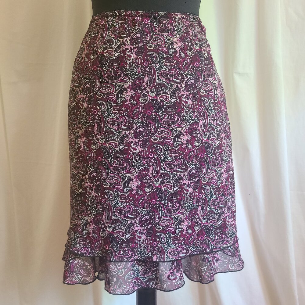 Y2k Ruffle Hem Paisley Skirt